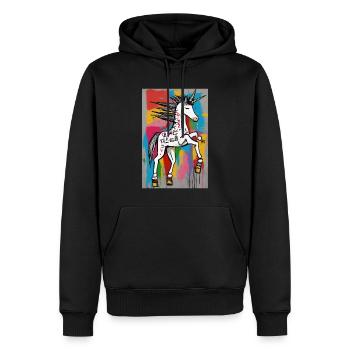 T-shirt sweatshirt "Colorful Urban Unicorn" - Men’s Premium Organic Hoodie - black - Front - Nico (187cm)