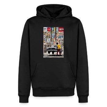 Tee-shirt Sweat "Rêverie Urbaine Graffit - Sweat à capuche Premium bio Homme - noir - Devant - Nico (187cm)
