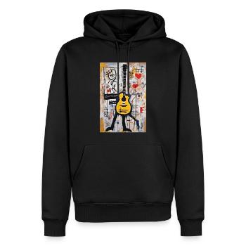 "Accords Visuels – Tee-shirt Design Musique" - Sweat à capuche Premium bio Homme - noir - Devant - Nico (187cm)