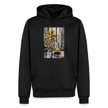 "NYC Florale Urbaine Tee" - Sweat à capuche Premium bio Homme - noir - Devant - Nico (187cm)