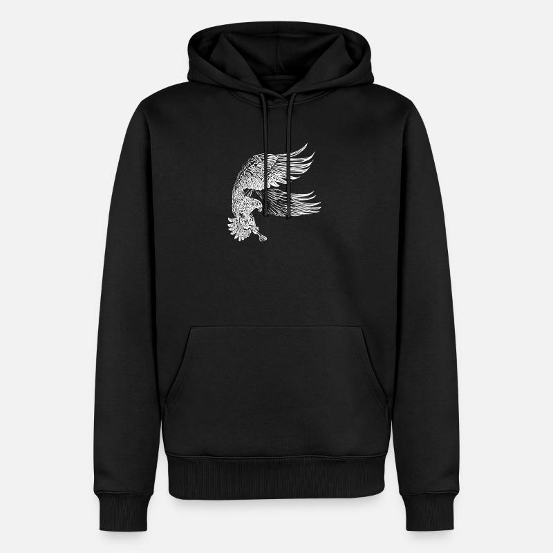 Adler mit gewaltigen Schwingen - Männer Premium Bio Hoodie - Schwarz