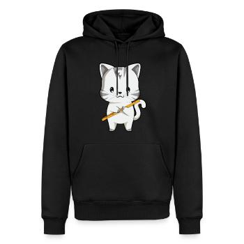 Cute Cat With Flute Kawaii Anime Japanese - Männer Premium Bio Hoodie - Schwarz - Vorne - Nico (187cm)