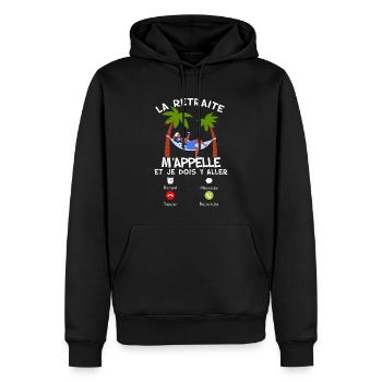La retraite M'appelle Enfin Idée Cadeau Homme - Sweat à capuche Premium bio Homme - noir - Devant - Nico (187cm)