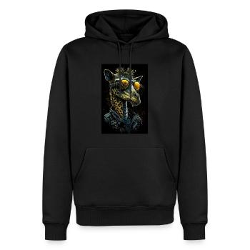 Girafe punk cool - Sweat à capuche Premium bio Homme - noir - Devant - Nico (187cm)