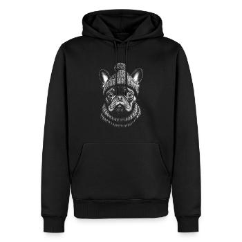 Bouledogue Français Bobble Hat Dogs Frenchie - Sweat à capuche Premium bio Homme - noir - Devant - Nico (187cm)