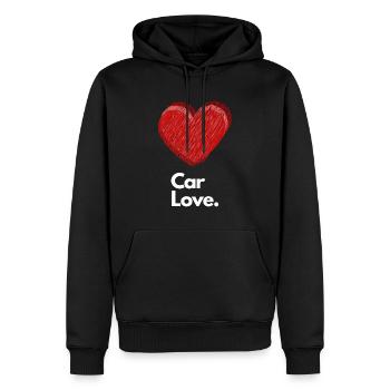 Car Love - Aus liebe zum Auto - Rot - Männer Premium Bio Hoodie - Schwarz - Vorne - Nico (187cm)