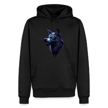 Wolf - Men’s Premium Organic Hoodie - black - Front - Nico (187cm)