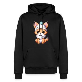 Fuchs Niedlich Winter Comic Mütze - Männer Premium Bio Hoodie - Schwarz - Vorne - Nico (187cm)