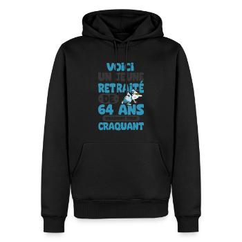jeune retraité de 64 ans cadeau drôle retraite - Sweat à capuche Premium bio Homme - noir - Devant - Nico (187cm)