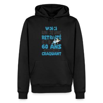 jeune retraité de 60 ans cadeau drôle retraite - Sweat à capuche Premium bio Homme - noir - Devant - Nico (187cm)