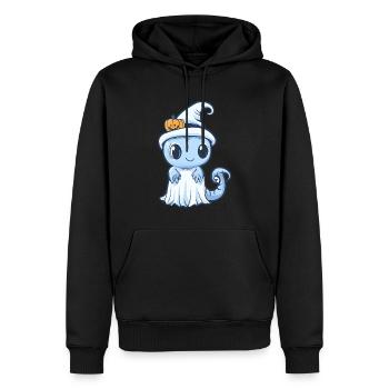 Lézard Halloween Bande dessinée Fantôme - Sweat à capuche Premium bio Homme - noir - Devant - Nico (187cm)