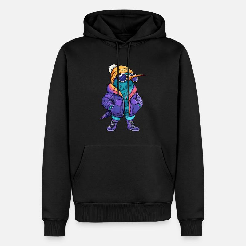 Colibri oiseau bande dessinée cool - Sweat à capuche Premium bio Homme - noir