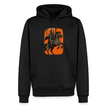 Faucheuse sur le cheval - Sweat à capuche Premium bio Homme - noir - Devant - Nico (187cm)
