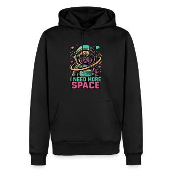 Astronaut Pug I Need More Space - Men’s Premium Organic Hoodie - black - Front - Nico (187cm)