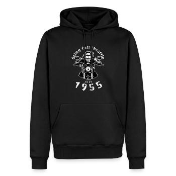 70. Geburtstag Going full throttle since 07/1955 - Männer Premium Bio Hoodie - Schwarz - Vorne - Nico (187cm)