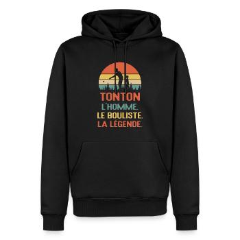 tonton bouliste légende pétanque humour - Sweat à capuche Premium bio Homme - noir - Devant - Nico (187cm)