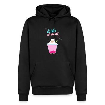 Boba Tea Lama / Lama Bubble tea - Sweat à capuche Premium bio Homme - noir - Devant - Nico (187cm)