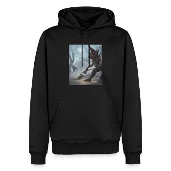 The troll in the forest - Sweat à capuche Premium bio Homme - noir - Devant - Nico (187cm)