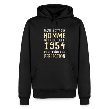 70th Birthday - Born in July 1954 - Men’s Premium Organic Hoodie - black - Front - Nico (187cm)