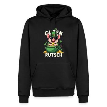 Guten Rutsch Silvester Neujahr Glücksschwein - Männer Premium Bio Hoodie - Schwarz - Vorne - Nico (187cm)