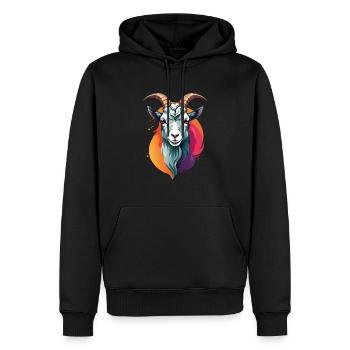 Portrait de chèvre graphique coloré - Sweat à capuche Premium bio Homme - noir - Devant - Nico (187cm)
