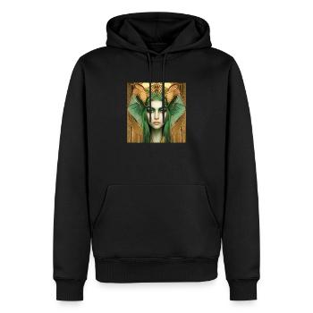 Déesse Neith, mère du soleil - Sweat à capuche Premium bio Homme - noir - Devant - Nico (187cm)
