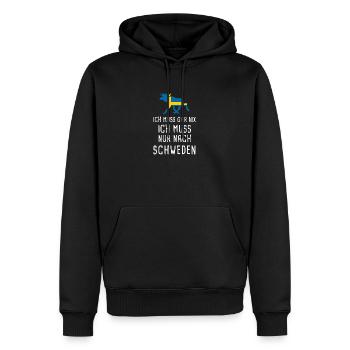 Ich muss nach SCHWEDEN Sverige Elch Geschenk - Männer Premium Bio Hoodie - Schwarz - Vorne - Nico (187cm)