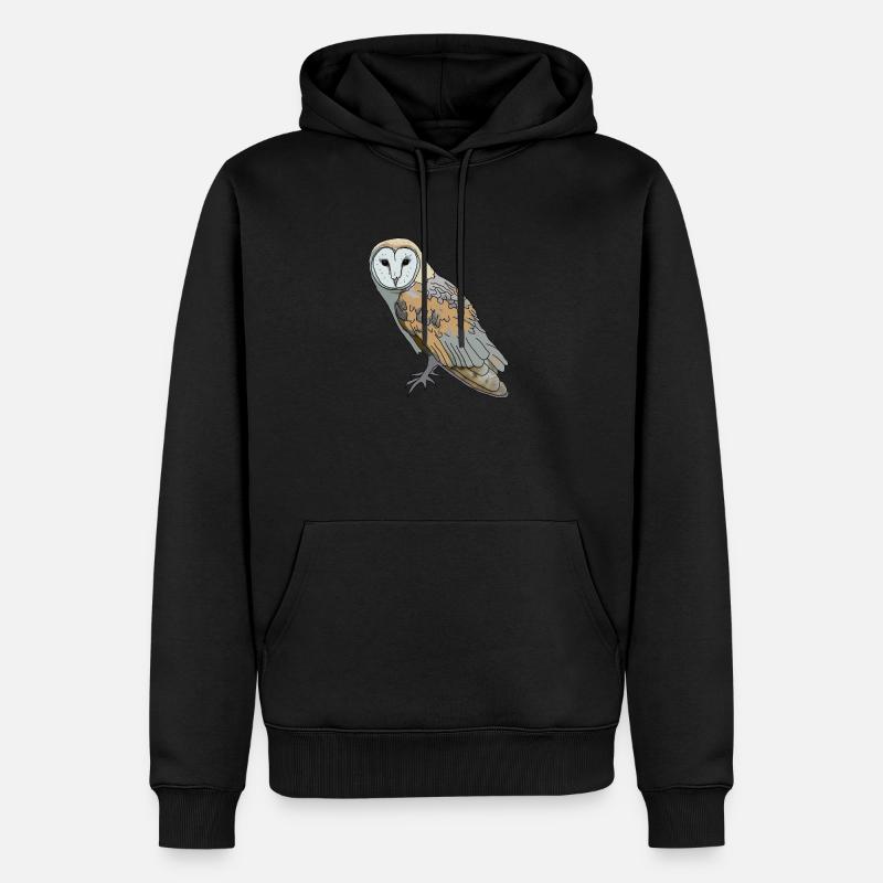 Eule - Schleiereule - Männer Premium Bio Hoodie - Schwarz