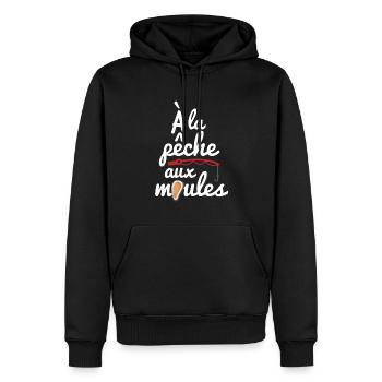 À la pêche aux moules - Sweat à capuche Premium bio Homme - noir - Devant - Nico (187cm)