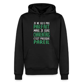 Je ne suis pas parfait mais je suis Charentais - Sweat à capuche Premium bio Homme - noir - Devant - Nico (187cm)