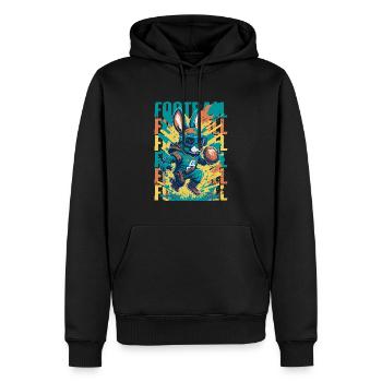 Football Hase Splash Art Illustration - Männer Premium Bio Hoodie - Schwarz - Vorne - Nico (187cm)