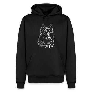 Aimé par un Tervuren Hundespruch Tervueren Wilsigns - Sweat à capuche Premium bio Homme - noir - Devant - Nico (187cm)