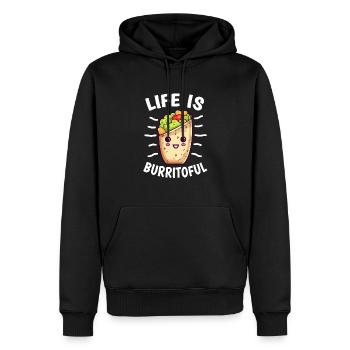 Burrito - La vie est burritoful - Sweat à capuche Premium bio Homme - noir - Devant - Nico (187cm)