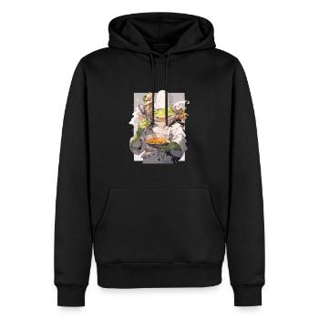 Grenouille - Sweat à capuche Premium bio Homme - noir - Devant - Nico (187cm)