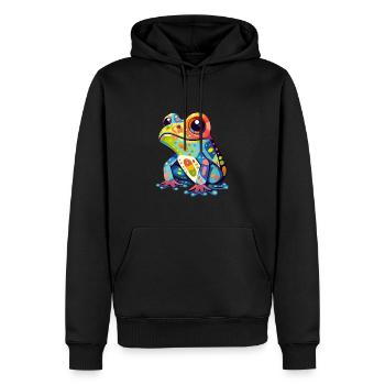 Grenouille - Sweat à capuche Premium bio Homme - noir - Devant - Nico (187cm)