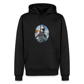 Delfin - Männer Premium Bio Hoodie - Schwarz - Vorne - Nico (187cm)