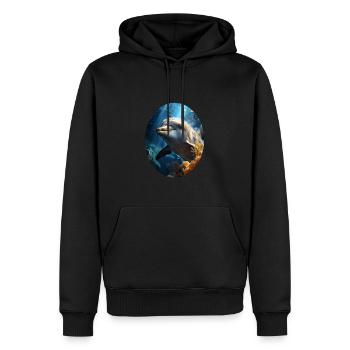 Dolphin - Men’s Premium Organic Hoodie - black - Front - Nico (187cm)