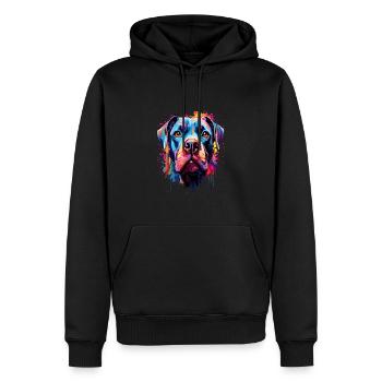 Bouledogue américain coloré - Sweat à capuche Premium bio Homme - noir - Devant - Nico (187cm)