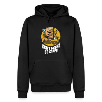 Don't worry be Cappy - Capybara - Urlaub - Männer Premium Bio Hoodie - Schwarz - Vorne - Nico (187cm)