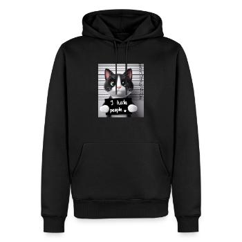 A convicted cat that didn't like people. - Men’s Premium Organic Hoodie - black - Front - Nico (187cm)