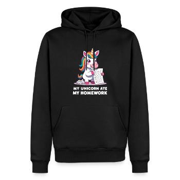 Cute Unicorn Ate Homework Design - Männer Premium Bio Hoodie - Schwarz - Vorne - Nico (187cm)