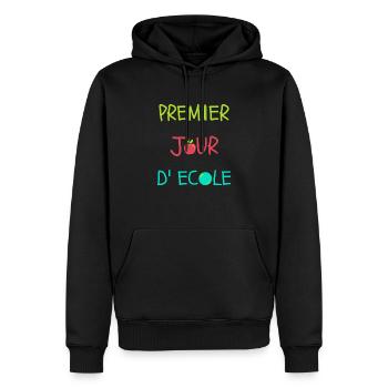 T-shirt premier jour d'école spécial rentrée - Sweat à capuche Premium bio Homme - noir - Devant - Nico (187cm)