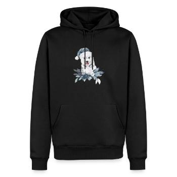 Huskybaby Portrait mit Santa Hat - Männer Premium Bio Hoodie - Schwarz - Vorne - Nico (187cm)