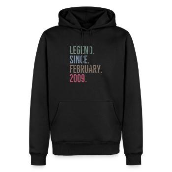 Légende depuis février 2009 - Sweat à capuche Premium bio Homme - noir - Devant - Nico (187cm)