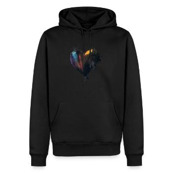 Herz Farbtropfen Bunt - Männer Premium Bio Hoodie - Schwarz - Vorne - Nico (187cm)