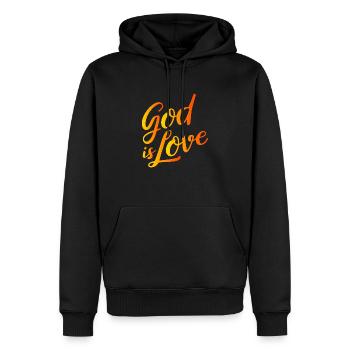 God is Love - Männer Premium Bio Hoodie - Schwarz - Vorne - Nico (187cm)