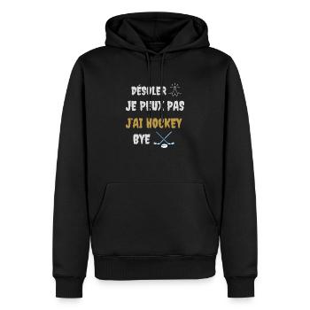 Je peux pas j'ai hockey - Sweat à capuche Premium bio Homme - noir - Devant - Nico (187cm)