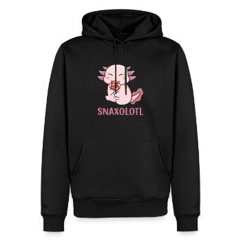 Süßes Axolotl mit Lolli – “Snaxolotl” Design - Männer Premium Bio Hoodie - Schwarz - Vorne - Nico (187cm)