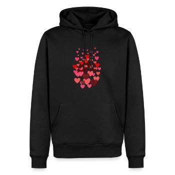 Hearts, hearts, colorful hearts, red hearts - Men’s Premium Organic Hoodie - black - Front - Nico (187cm)