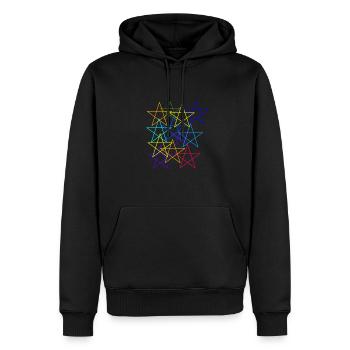Fünfecke, bunt, Muster, Sterne,outline - Männer Premium Bio Hoodie - Schwarz - Vorne - Nico (187cm)